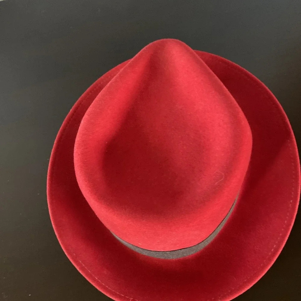 NEW YORK HAT CO Wool Felt Men's‎ Fedora Hat Red Black Grosgrain Band USA Medium